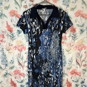 Vintage Blue and Black Sequin Embellished Sheath Mini Dress